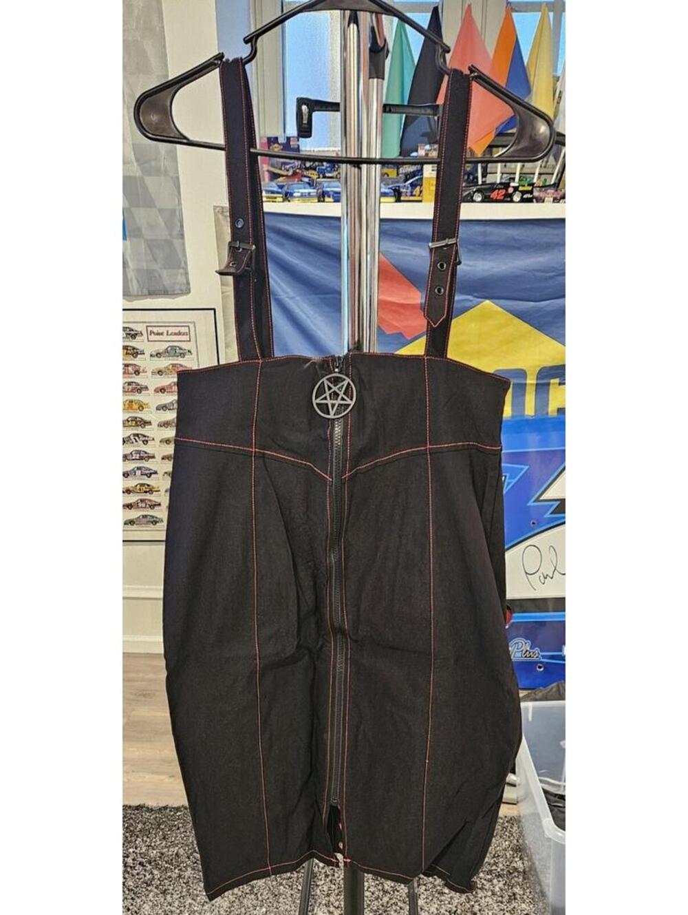 Killstar Adversary Midi Skirt Black w/ Red Stitching Size L